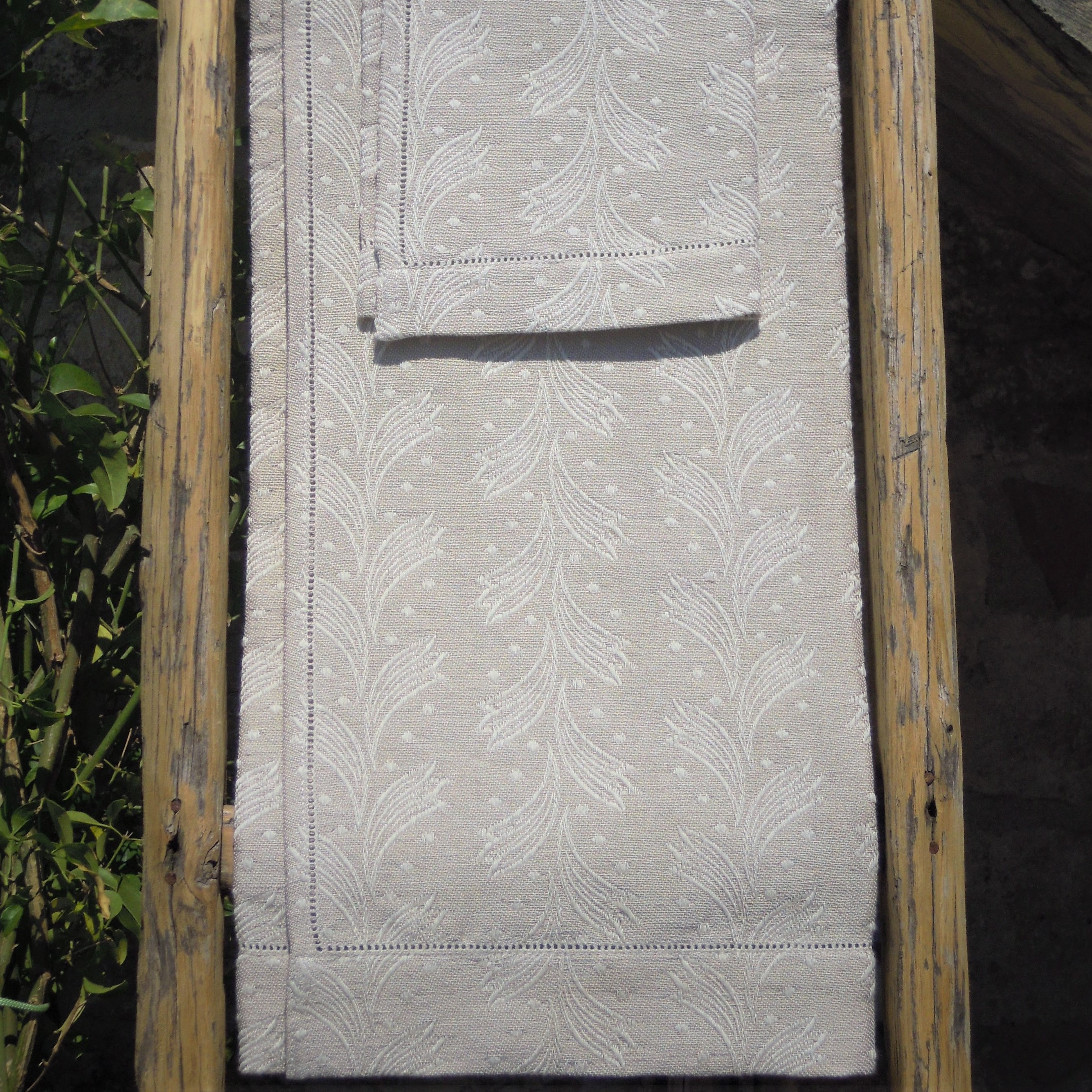 Tessitura artigianale disegno a spighe, color tortora