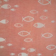 Runner da tavola, tessuto artigianalmente con pesci, disponibile nella misura cm 100x45, colore zenzero