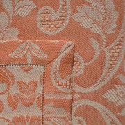 Asciugamani, tessitura artigianale in misto lino/cotone, con disegno giglio e finitura a punto giorno, color zenzero