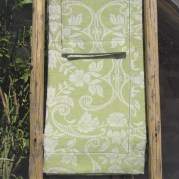 Handcraft Bath towel set, in linen and cotton, with flower pattern, sage green color