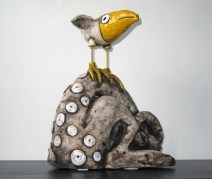 La strana coppia. Pezzo unico artigianale in ceramica. Altezza cm 45