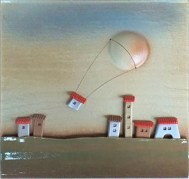 Quadro grande, pezzo unico artigianale in ceramica. Altezza 36 cm. Cornice bianca