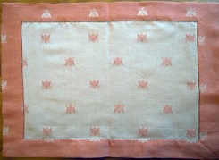 Tovaglietta per colazione, tessitura artigianale, disegno con api, colore rosso